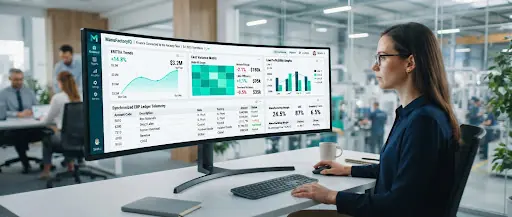 Financial operations dashboard on an analytics workstation