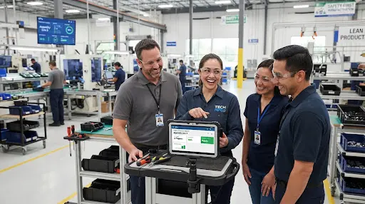 Operations team adopting ERP shop-floor tablet software