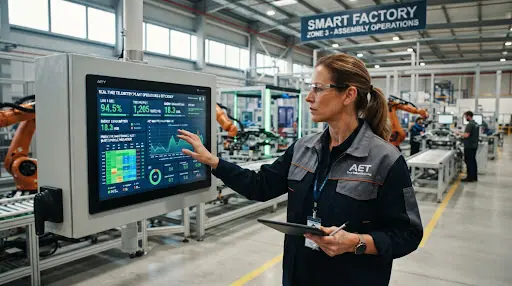 Industrial terminal showing real-time telemetry analytics